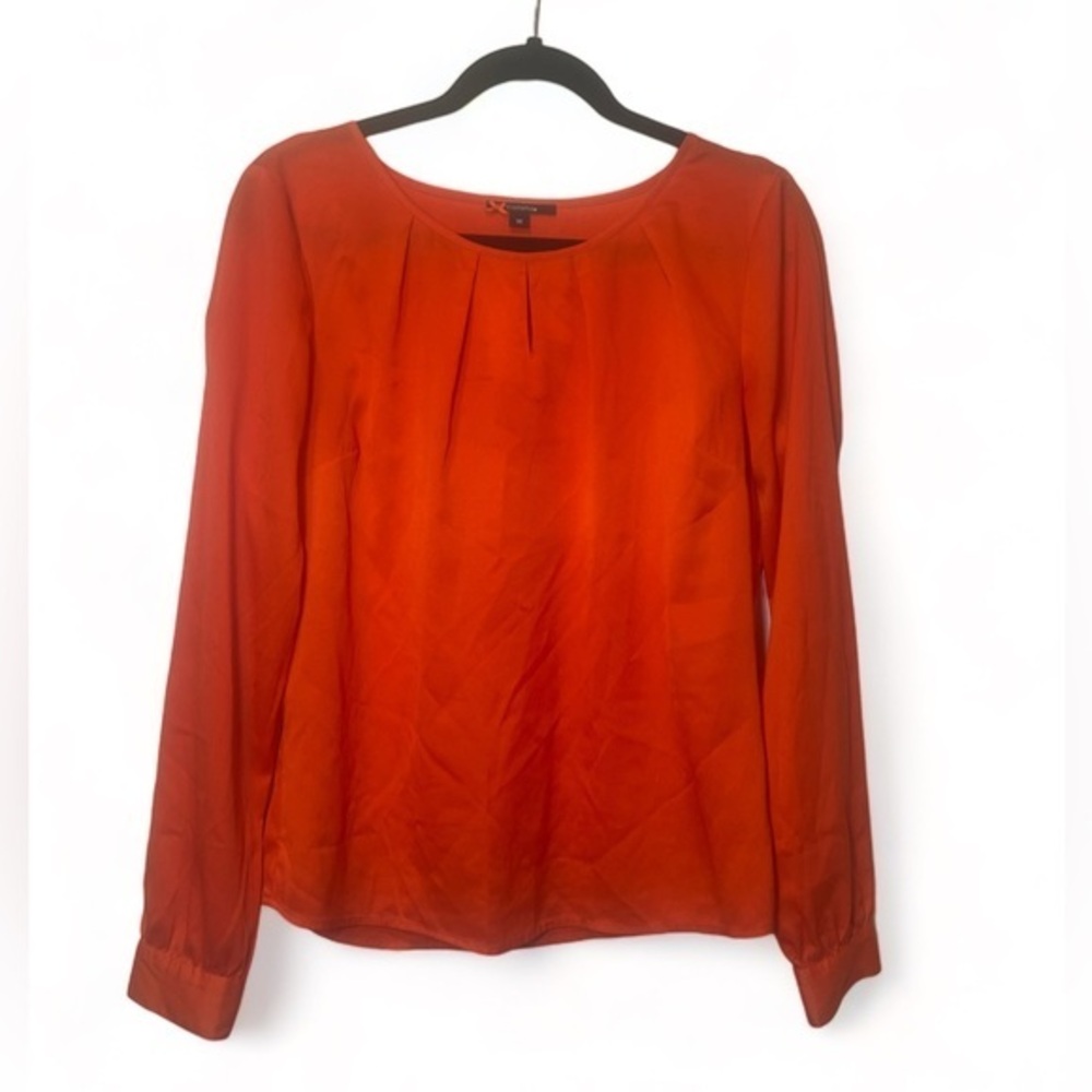 Comma Women's EU Size 36 US Medium Orange Long Sleeve‎ Button Cuff Career Blouse